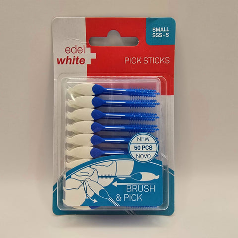 edel+white® Pick Sticks – Interdentalreiniger (Größe SSS–S, 50 Stück)